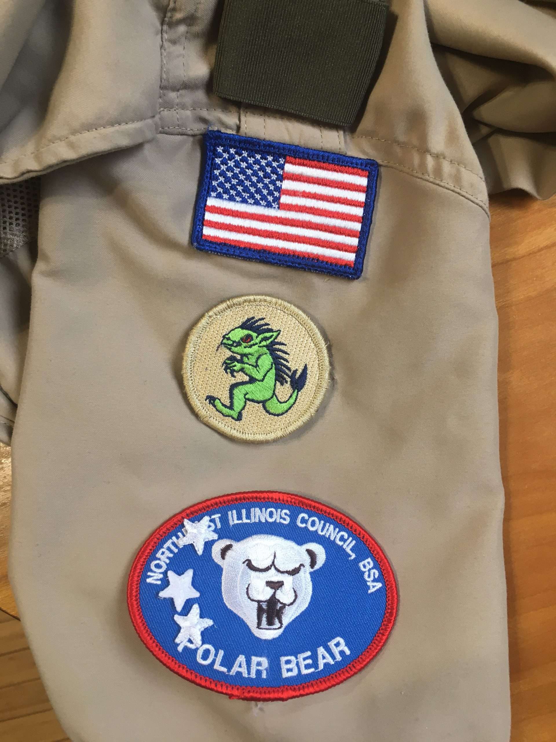 Patrol patch on the right sleeve, under the flag